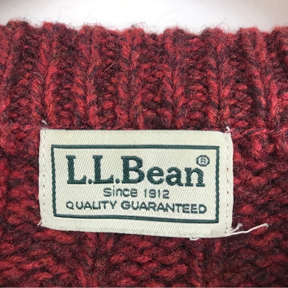 SOLD - LL Bean Men's 100% Lambs Wool Knit Sweater Burgundy Red EUC - Picture 4 of 13